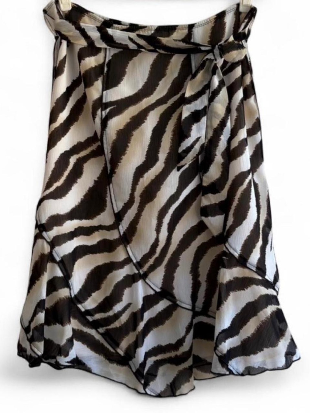 Chapter One Zebra Print Chiffon Layered Midi Skirt Size 12